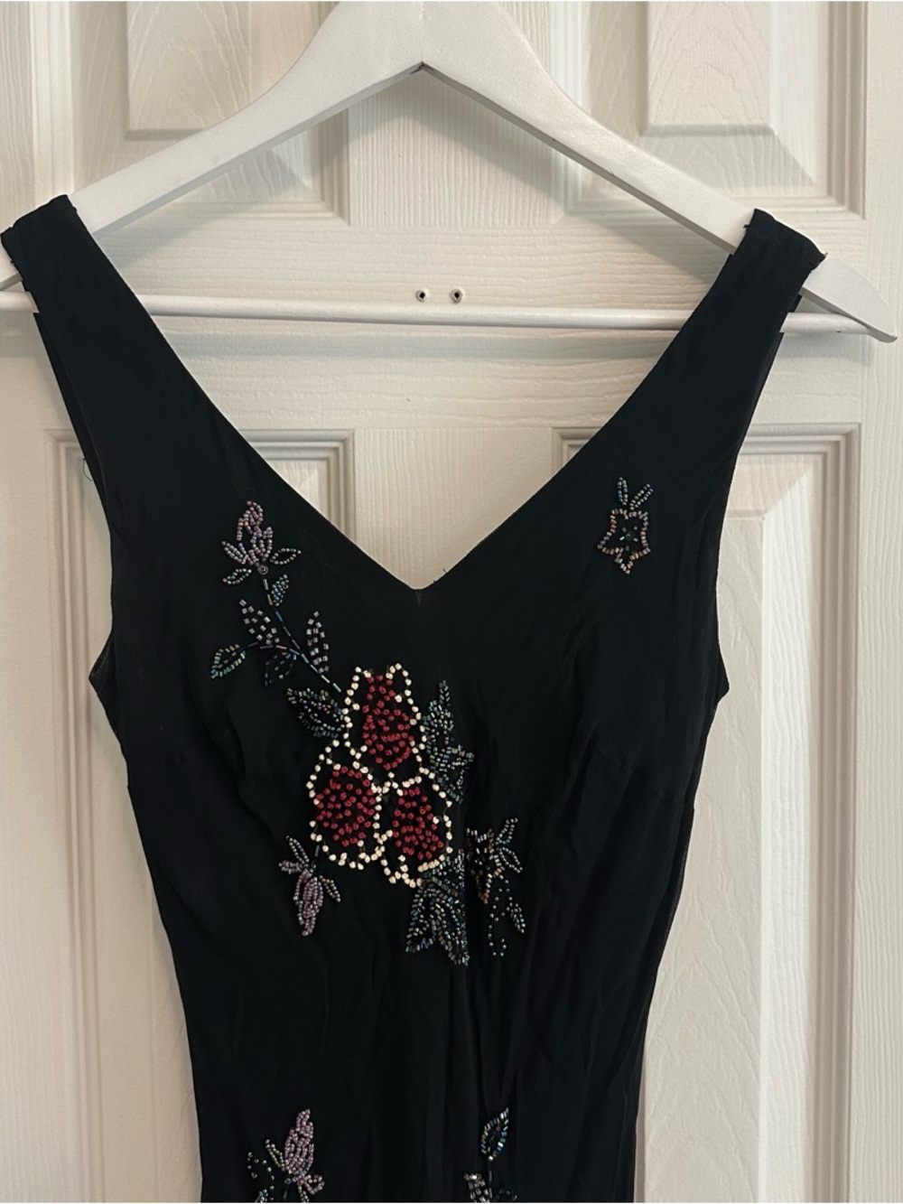Vintage Sue Wong Black Midi Dress with Embroidered Beaded Floral Embellishments - Picture 4 of 8